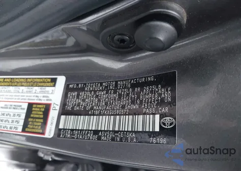 2016 Toyota Camry Se from USA, damaged, VIN 4T1BF1FKXGU580572